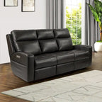 89 Wide Top Grain Leather Power Reclining Sofa Electric Recliner Sofa with Storage, USB Charge Port, Adjustable Headrest