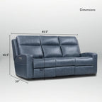 89 Wide Top Grain Leather Power Reclining Sofa Electric Recliner Sofa with Storage, USB Charge Port, Adjustable Headrest