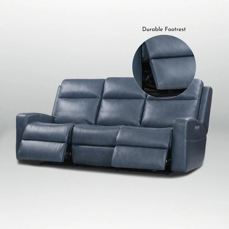 89 Wide Top Grain Leather Power Reclining Sofa Electric Recliner Sofa with Storage, USB Charge Port, Adjustable Headrest