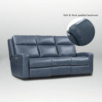 89 Wide Top Grain Leather Power Reclining Sofa Electric Recliner Sofa with Storage, USB Charge Port, Adjustable Headrest
