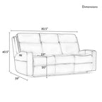 89 Wide Top Grain Leather Power Reclining Sofa Electric Recliner Sofa with Storage, USB Charge Port, Adjustable Headrest
