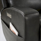 89 Wide Top Grain Leather Power Reclining Sofa Electric Recliner Sofa with Storage, USB Charge Port, Adjustable Headrest