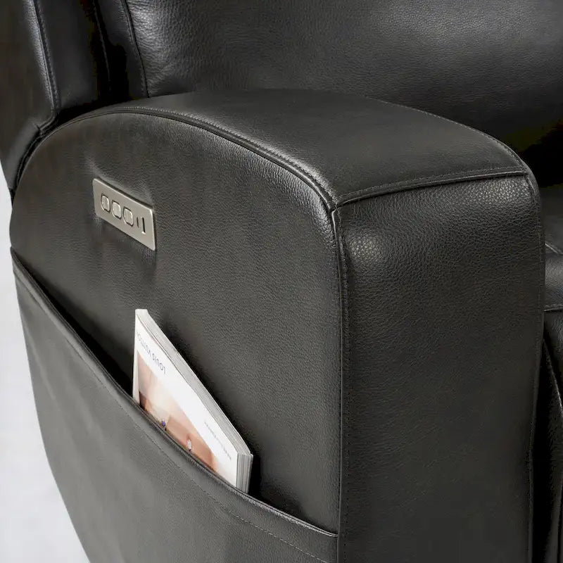 89 Wide Top Grain Leather Power Reclining Sofa Electric Recliner Sofa with Storage, USB Charge Port, Adjustable Headrest