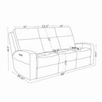 89 Wide Top Grain Leather Power Reclining Sofa Electric Recliner Sofa with Storage, USB Charge Port, Adjustable Headrest