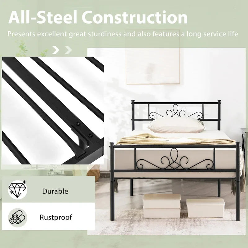 Twin/Queen/Full Metal Platform Bed Frame with Headboard and Footboard