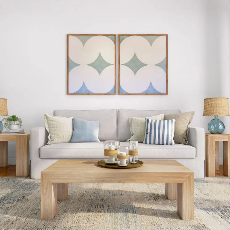 Modern Rectangular Coffee Table 48" x 24" - Solid Pine Wood, Wirebrush Finish, Non-Toxic, 15"H