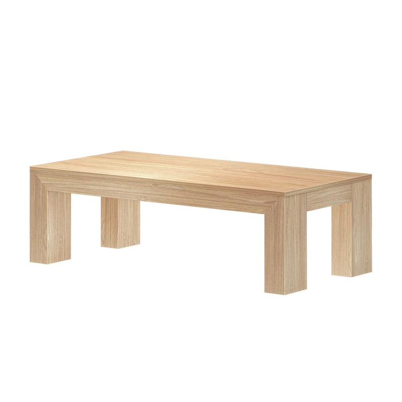 Modern Rectangular Coffee Table 48" x 24" - Solid Pine Wood, Wirebrush Finish, Non-Toxic, 15"H