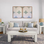 Modern Rectangular Coffee Table 48" x 24" - Solid Pine Wood, Wirebrush Finish, Non-Toxic, 15"H