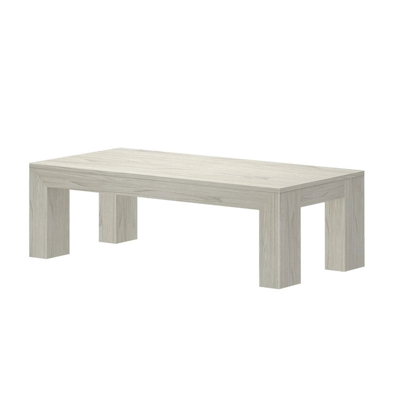 Modern Rectangular Coffee Table 48" x 24" - Solid Pine Wood, Wirebrush Finish, Non-Toxic, 15"H