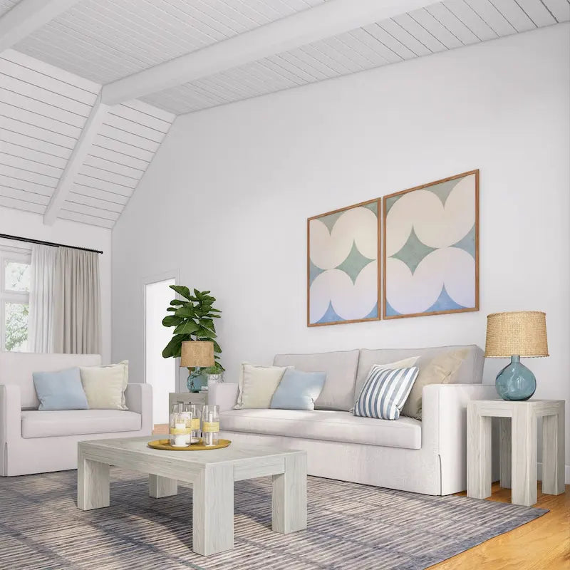 Modern Rectangular Coffee Table 48" x 24" - Solid Pine Wood, Wirebrush Finish, Non-Toxic, 15"H