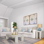 Modern Rectangular Coffee Table 48" x 24" - Solid Pine Wood, Wirebrush Finish, Non-Toxic, 15"H