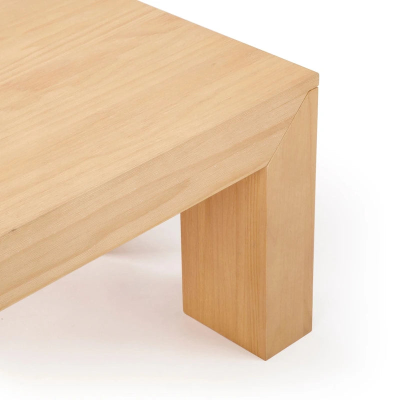 Modern Rectangular Coffee Table 48" x 24" - Solid Pine Wood, Wirebrush Finish, Non-Toxic, 15"H