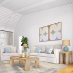 Modern Rectangular Coffee Table 48" x 24" - Solid Pine Wood, Wirebrush Finish, Non-Toxic, 15"H