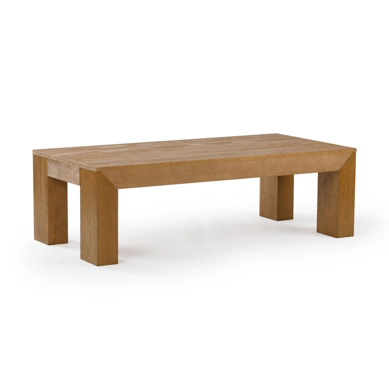Modern Rectangular Coffee Table 48" x 24" - Solid Pine Wood, Wirebrush Finish, Non-Toxic, 15"H