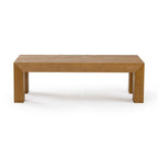Modern Rectangular Coffee Table 48" x 24" - Solid Pine Wood, Wirebrush Finish, Non-Toxic, 15"H