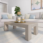 Modern Rectangular Coffee Table 48" x 24" - Solid Pine Wood, Wirebrush Finish, Non-Toxic, 15"H