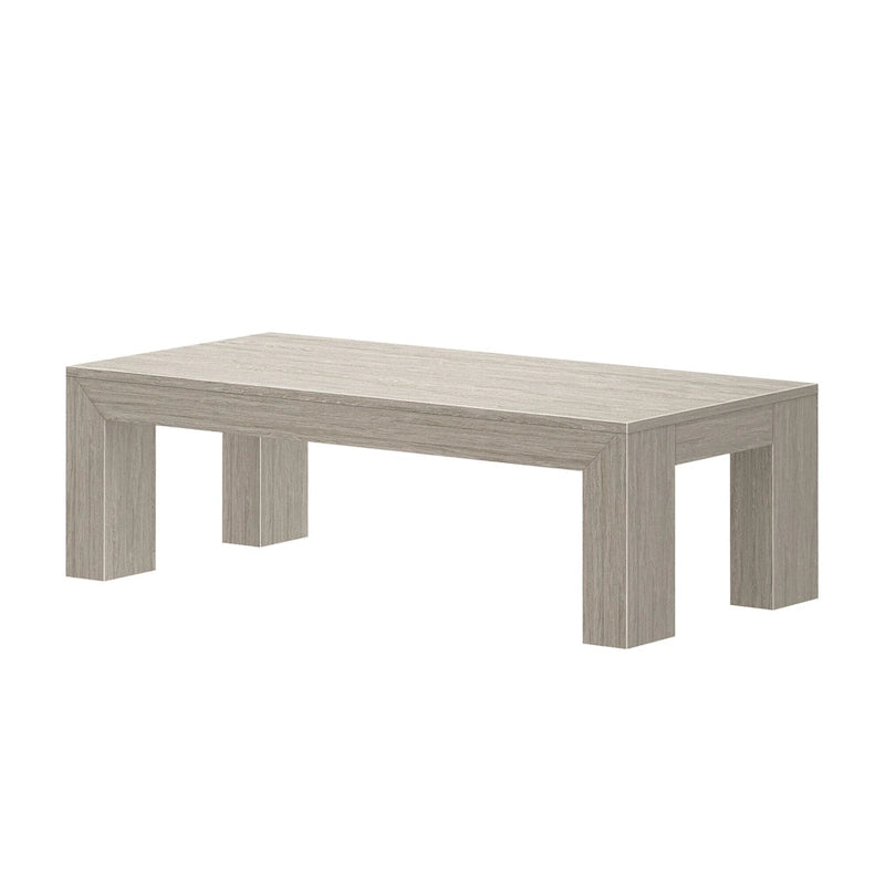 Modern Rectangular Coffee Table 48" x 24" - Solid Pine Wood, Wirebrush Finish, Non-Toxic, 15"H