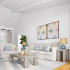 Modern Rectangular Coffee Table 48" x 24" - Solid Pine Wood, Wirebrush Finish, Non-Toxic, 15"H