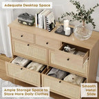 Boho Natural Rattan 7-Drawer Dresser