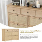 Boho Natural Rattan 7-Drawer Dresser