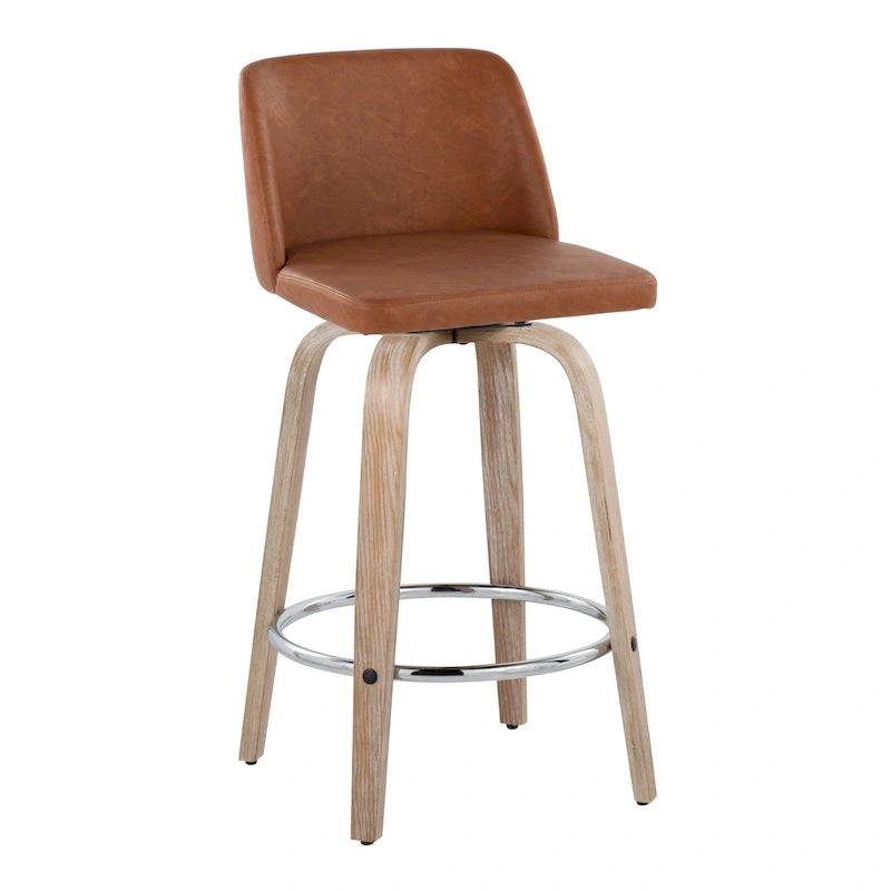 Carson Carrington Vallberga 26 Fixed-Height Counter Stool With Whitewashed Wood Base (Set of 2)