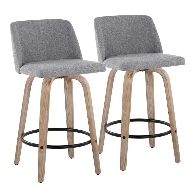 Carson Carrington Vallberga 26 Fixed-Height Counter Stool With Whitewashed Wood Base (Set of 2)