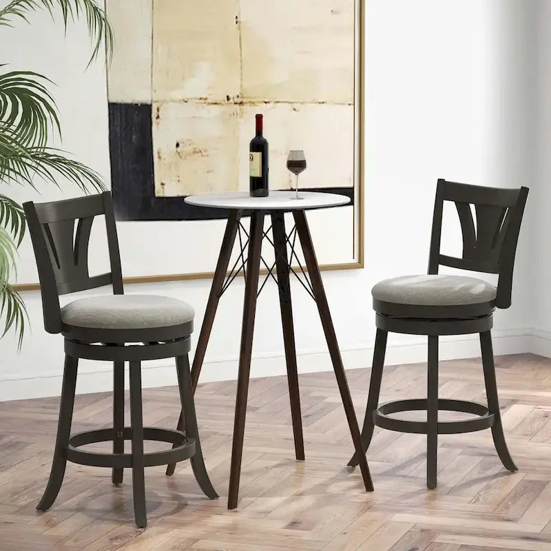 1/2/4 PCS 26.5 Swivel Bar Stool Counter Height w/ Rubber Wood Legs