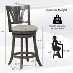 1/2/4 PCS 26.5 Swivel Bar Stool Counter Height w/ Rubber Wood Legs