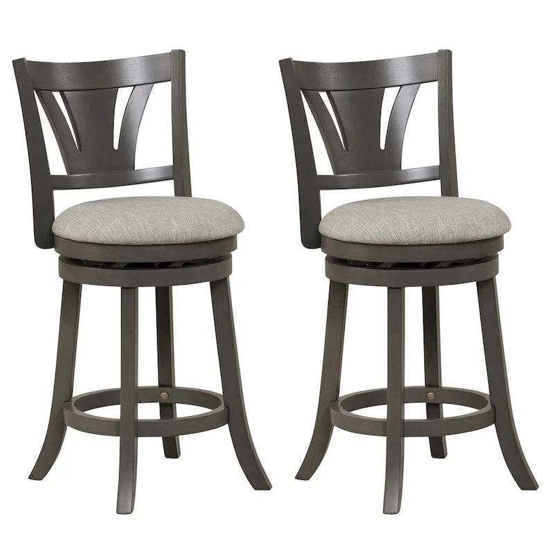 1/2/4 PCS 26.5 Swivel Bar Stool Counter Height w/ Rubber Wood Legs