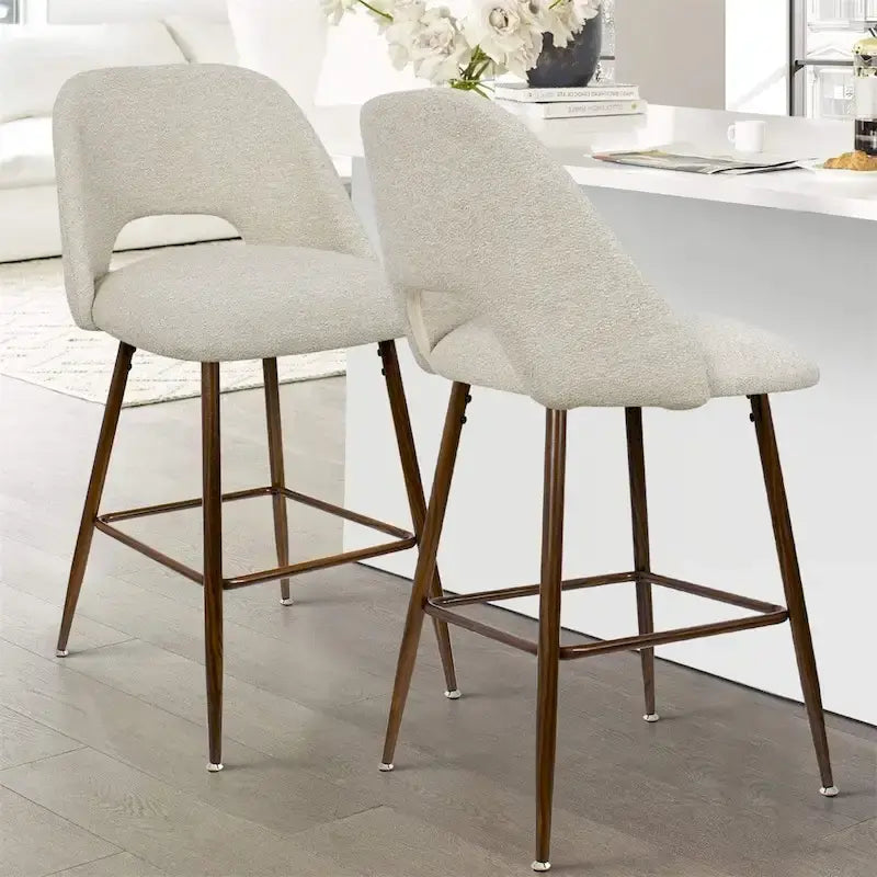 Upholstered Modern Bar Stool Walnut Leg (Set of 2)