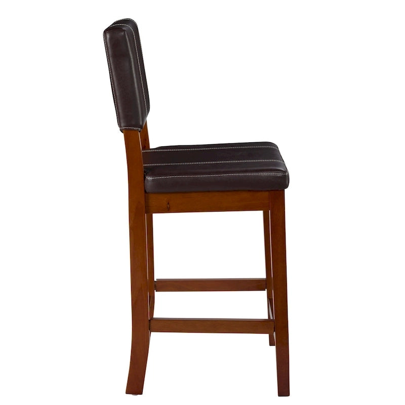 Linon Clover 24-inch Dark Brown Faux Leather Counter Stool