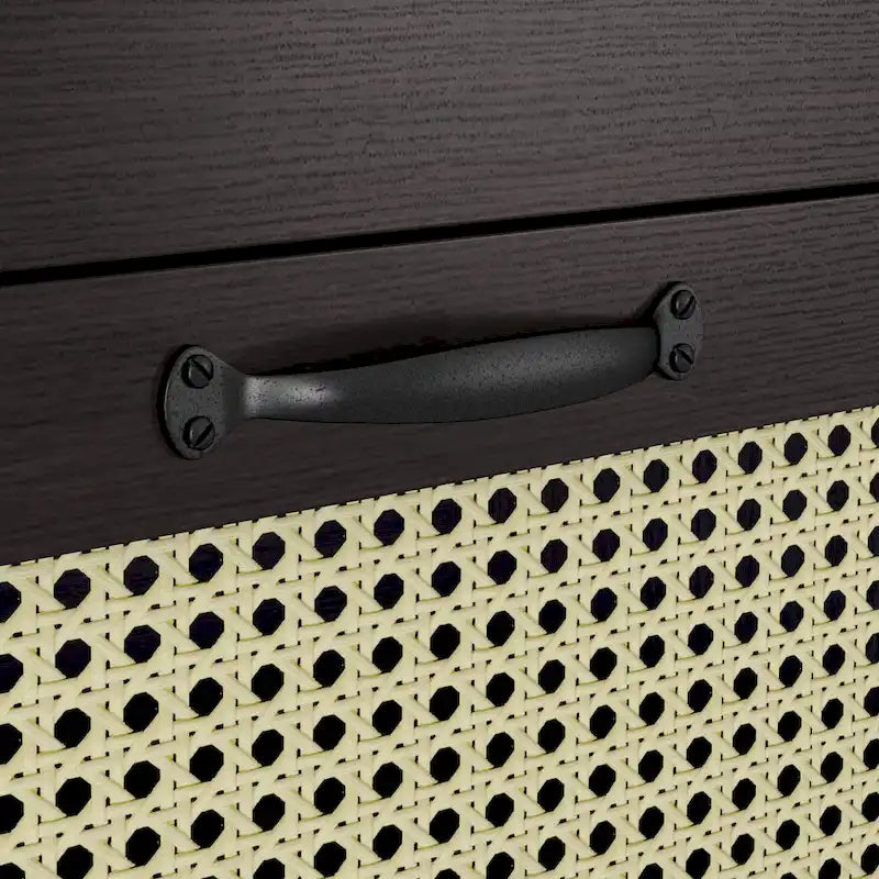 DH BASIC Tropical Espresso Faux Rattan Webbed 4-Drawer Mini Chest by Denhour