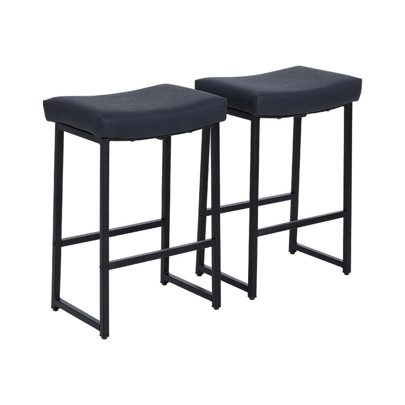 PHI VILLA 2-Piece Saddle Design PU Leather Bar Stool with Sturdy Metal Frame