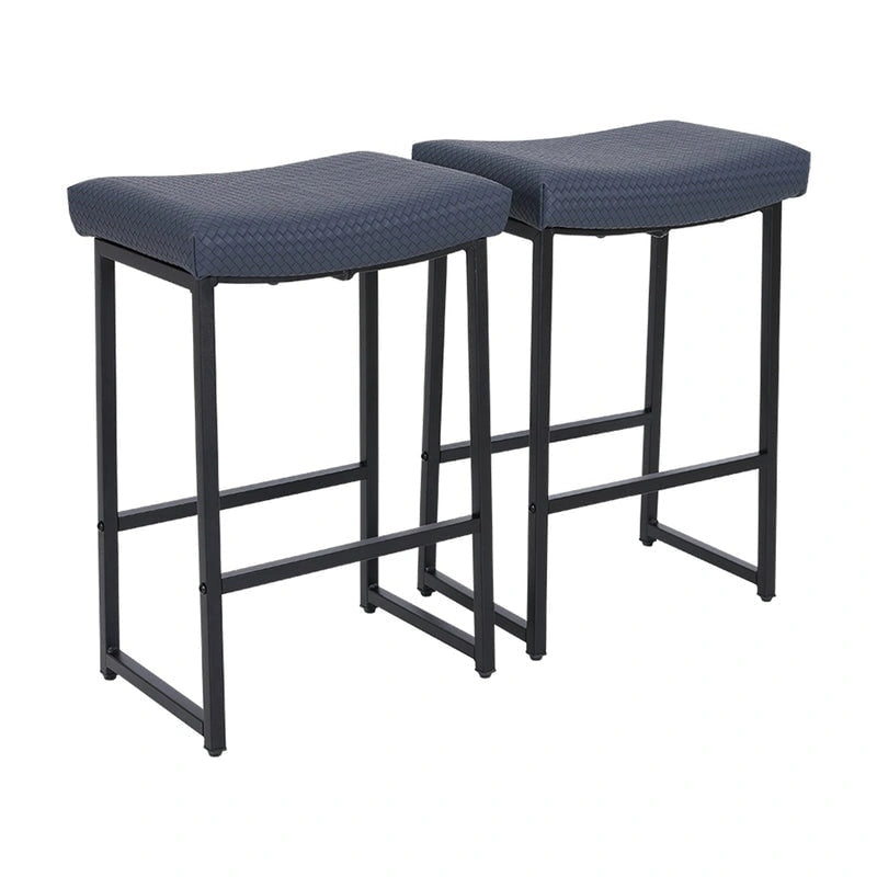 PHI VILLA 2-Piece Saddle Design PU Leather Bar Stool with Sturdy Metal Frame