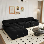 104 Wide Velvet Reversible Modular Sofa & Chaise with Ottoman