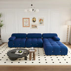 104 Wide Velvet Reversible Modular Sofa & Chaise with Ottoman