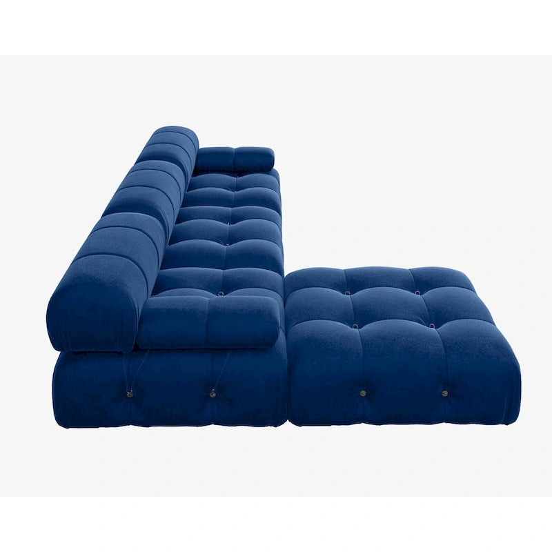 104 Wide Velvet Reversible Modular Sofa & Chaise with Ottoman