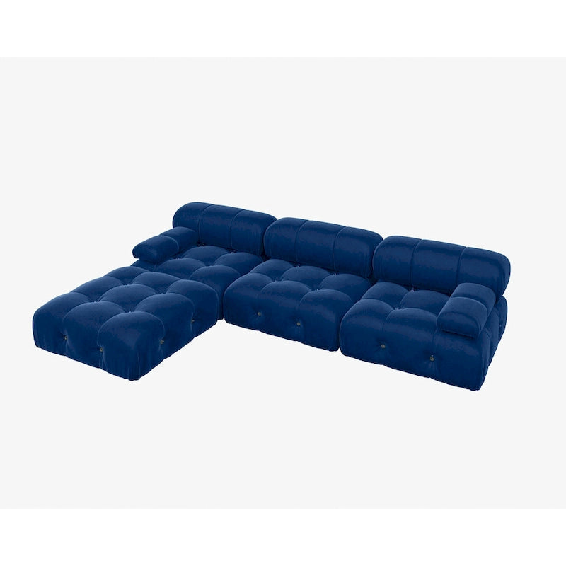 104 Wide Velvet Reversible Modular Sofa & Chaise with Ottoman