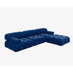104 Wide Velvet Reversible Modular Sofa & Chaise with Ottoman
