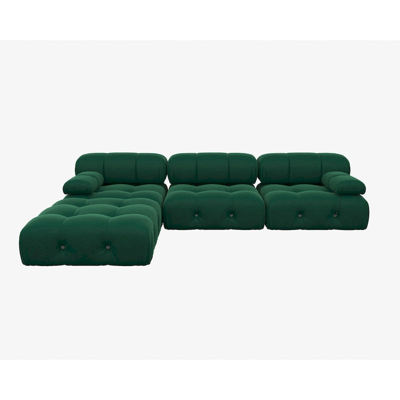 104 Wide Velvet Reversible Modular Sofa & Chaise with Ottoman