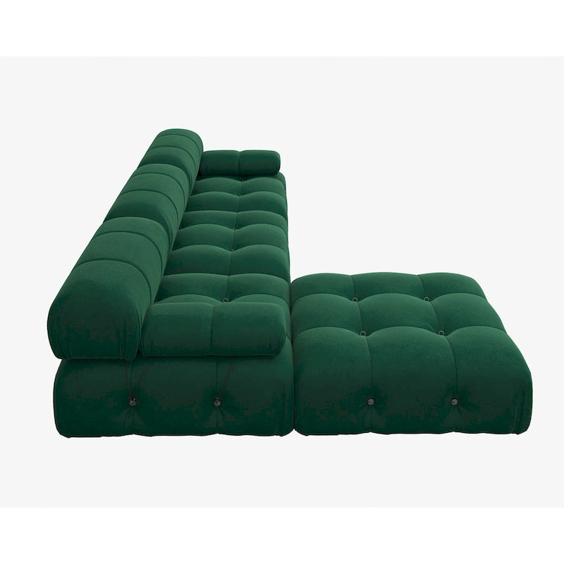 104 Wide Velvet Reversible Modular Sofa & Chaise with Ottoman