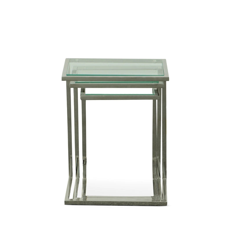 Carolina Living Addison Nesting Table Set - Glass Top - Chrome Base