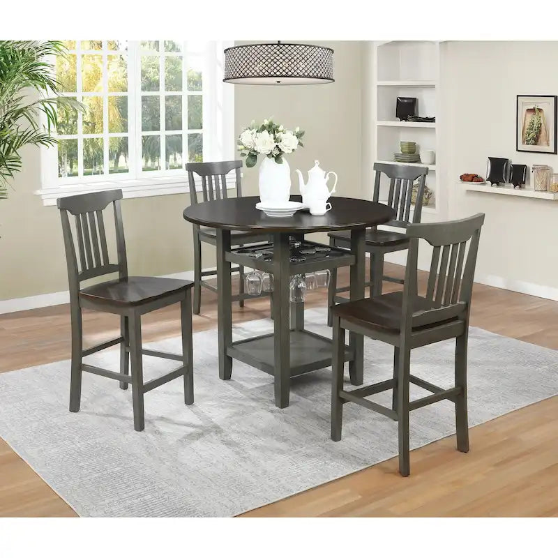 The Gray Barn Simmons Antique White and Brown 5-piece Dining Set
