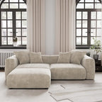 102 L-shape Corduroy Upholstered Sectional Couch Oversize Modern Minimalist Sofa