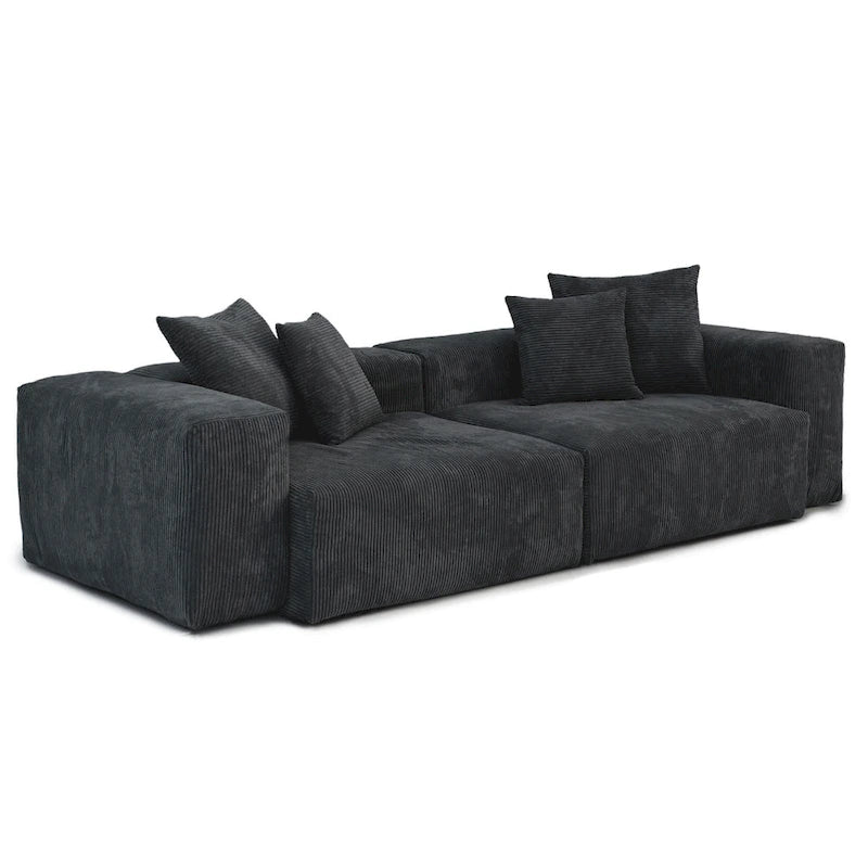 102 L-shape Corduroy Upholstered Sectional Couch Oversize Modern Minimalist Sofa