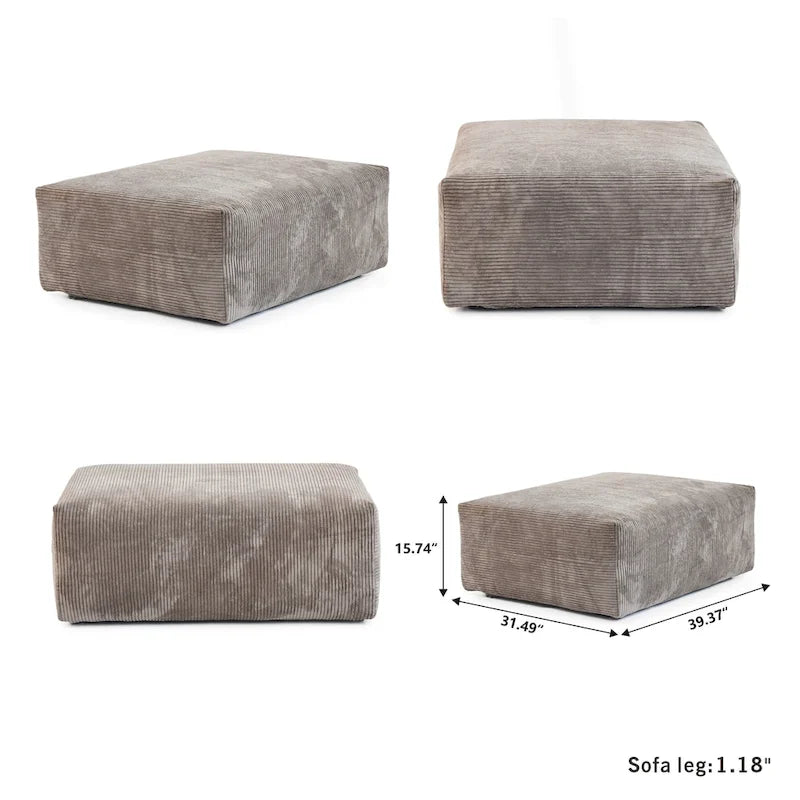 102 L-shape Corduroy Upholstered Sectional Couch Oversize Modern Minimalist Sofa