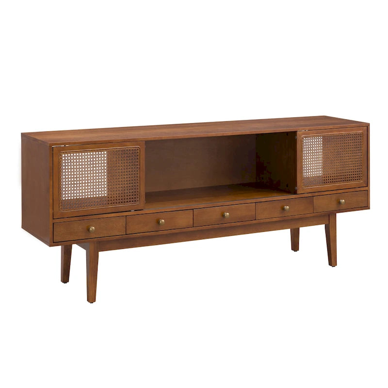 SEI Furniture Mid-century Modern TV Stand Media Console for TV's up to 68