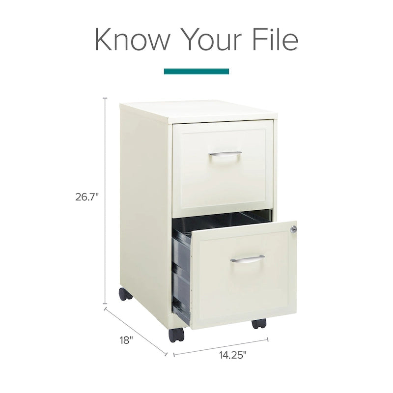Space Solutions Pearl White 2-drawer Mobile File Cabinet