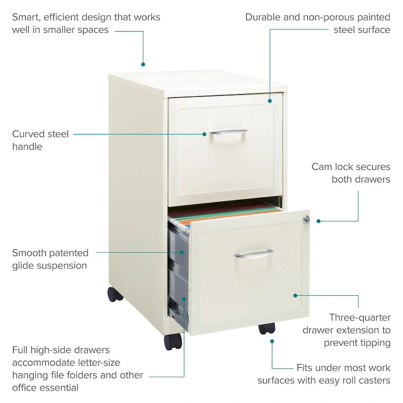 Space Solutions Pearl White 2-drawer Mobile File Cabinet