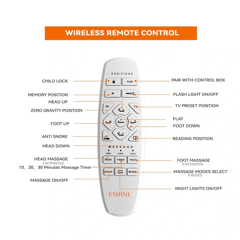 ESHINE Adjustable Bed Frame, with Massage